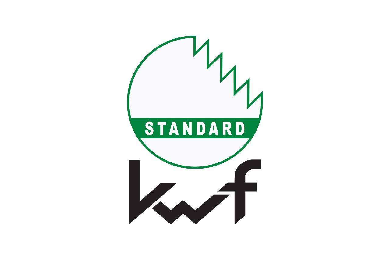 Kerek fehér logó zöld szegéllyel a KWF-szabványhoz